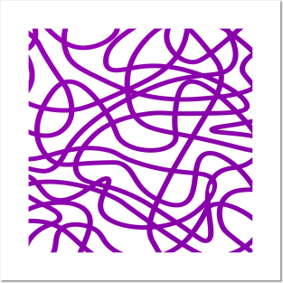 Purple random abstract doodle lines pattern design Posters and Art